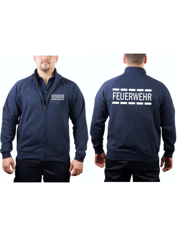 Sweatjacke navy, FEUERWEHR im Polizeidesign in weiß