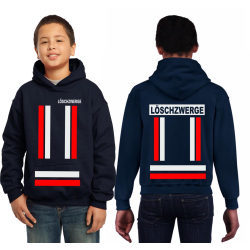 Kinder-Hoodie navy, L&Ouml;SCHZWERGE with red and silver...
