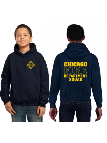 Kinder-Hoodie navy, CHICAGO FIRE DEPT.SQUAD, in yellow