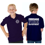Kinder-Polo azul marino, CHICAGO FIRE DEPT., en blanco
