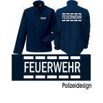 Softshelljacke navy, FEUERWEHR im Polizeidesign, beidseitig