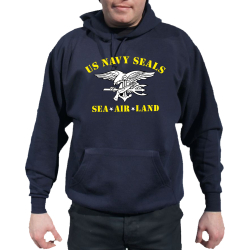 Hoodie navy, NAVY SEAL (Sea - Air Land) white and yellow