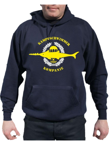 Hoodie blu navy, Kampfschwimmer Kompanie, argento-giallos Emblem