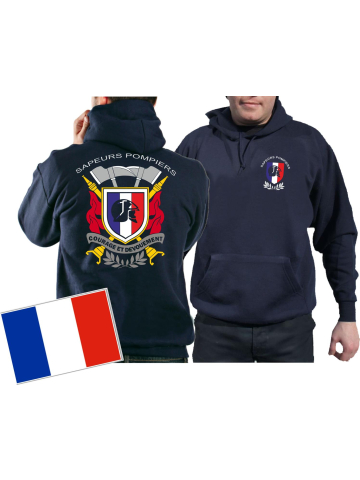 Sweat á capuche (blu navy/bleu marine) Sapeurs Pompiers - Courage et Devouement, multicolore