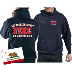 Hoodie navy, Los Angeles County Fire Department in white/red
