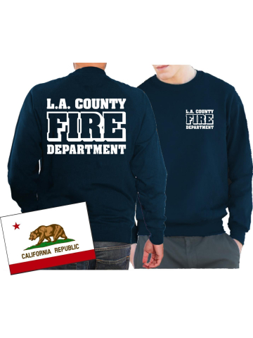 Sweat azul marino, L.A. County Fire Department en blanco