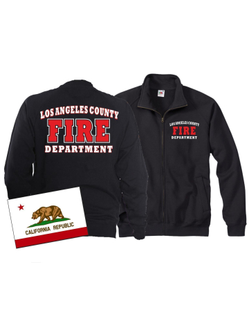 Sweatjacke navy, Los Angeles County Fire Department in weiss/rot