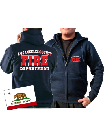 Veste à capuche marin, Los Angeles County Fire Department dans blanc/rouge