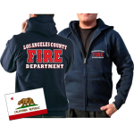 Giacca con cappuccio blu navy, Los Angeles County Fire Department nel bianco/rosso