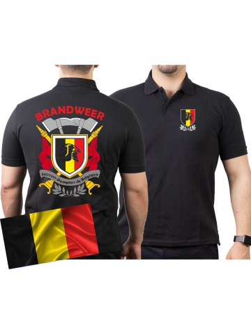 Polo (Black/noir) BRANDWEER - Sapeurs Pompiers de Belgique, multicolore