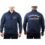 Giacca di sudore blu navy, Feuerwehr Sanitäter bianco/rosso