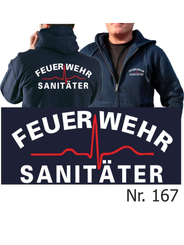 Veste à capuche marin, Feuerwehr Sanitäter blanc/rouge
