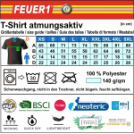 Fonctionnel-T-Shirt marin avec 30+ UV-protection, FEUERWEHR avec longue "F" dans blanc