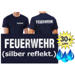 Functional-T-Shirt navy with 30+ UV-Protection, FEUERWEHR silver-reflective