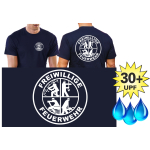 Fonctionnel-T-Shirt marin avec 30+ UV-protection, FF blanc/Logo blanc