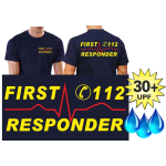 Funcional-T-Shirt azul marino con 30+ UV-proteccion, First Responder (neonamarillo/rojo)