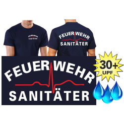 Functional-T-Shirt navy with 30+ UV-Protection, Feuerwehr...