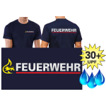 Functional-T-Shirt navy with 30+ UV-Protection, BaWü with Stauferlöwe nach VwV, FEUERWEHR silver with red stripe hinten