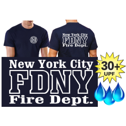 Funzionale-T-Shirt blu navy con 30+ UV-protezione, NYFD...