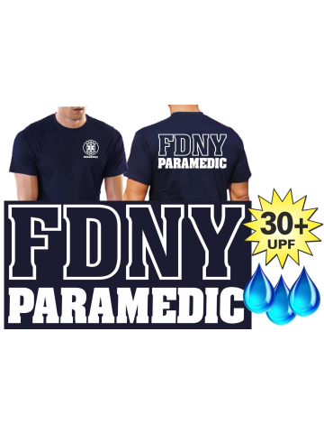 Fonctionnel-T-Shirt marin avec 30+ UV-protection, FDNY Paramedic