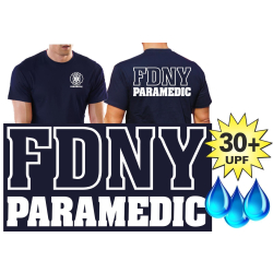 Funcional-T-Shirt azul marino con 30+ UV-proteccion, FDNY...