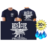 Functional-T-Shirt navy with 30+ UV-Protection, "Rescue 1 Manhattan - Eagle"