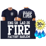 Funktions-T-Shirt navy mit 30+ UV-Schutz, NY City FD, Fire Factory Harlem