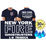 Funcional-T-Shirt azul marino con 30+ UV-proteccion, Ghostbusters NYC Ladder 8 Tribeca Manhattan