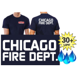 Fonctionnel-T-Shirt marin avec 30+ UV-protection, Chicago Fire Dept., Chicago Fire Dept., police de caractère