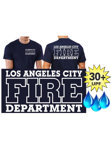 Funzionale-T-Shirt blu navy con 30+ UV-protezione, Los Angeles City Fire Department