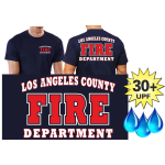 Funktions-T-Shirt navy mit 30+ UV-Schutz, Los Angeles County Fire Department in weiss/rot