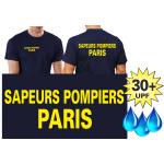 Funktions-T-Shirt navy mit 30+ UV-Schutz, Sapeurs Pompiers Paris (neongelb/jaune fluo)