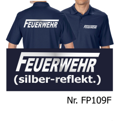 Funktions-Polo navy, FEUERWEHR mit langem "F" silber-reflekt.