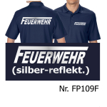Functional-Polo navy, FEUERWEHR with long "F" silver-reflekt.