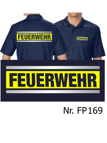 Functional-Polo navy, FEUERWEHR silver/neonyellow/silver