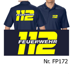 Functional-Polo navy, 112 with FEUERWEHR, neonyellow/silver
