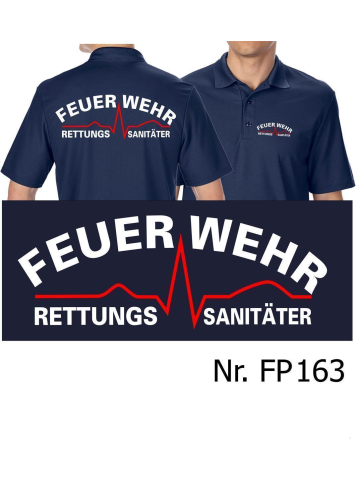 Funktions-Polo navy, Rettungssanitäter weiss/rot