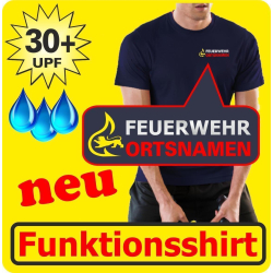 Functional-T-Shirt navy with 30+ UV-Protection, VwV BaWü with Stauferlöwe with place-name nur auf der Vorderseite