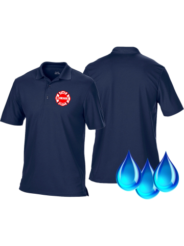 feuer1 Poloshirt Navy Chicago Fire Department Standard-Emblem auf der Brust