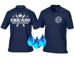 Funcional-Polo azul marino, Chicago Fire Dept. con ejes y Standard-Emblem, plata Edition