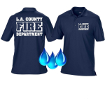 Funcional-Polo azul marino, L.A. County Fire Department en blanco