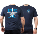 T-Shirt navy, Rescue1 Manhattan - Eagle, bicolor