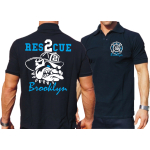 Polo blu navy, RESCUE 2 Brooklyn, bulldog farbig