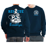 Sweat azul marino, "Rescue 2 Brooklyn - bulldog" farbig