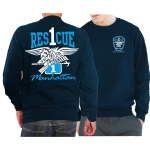 Sweat blu navy, "Rescue 1 Manhattan - Eagle" farbig