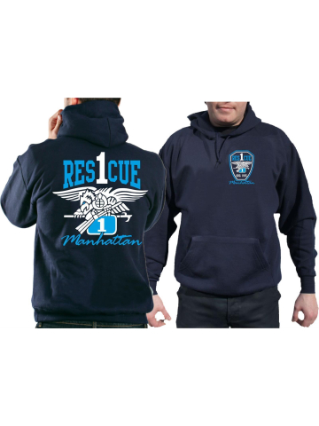 Hoodie marin, Rescue 1 Manhattan Eagle (blue)
