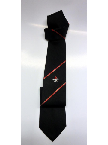 Uniformkrawatte schwarz mit Emblem + Diagonalstreifen