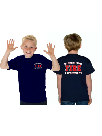 Kinder-T-Shirt navy, L.A. County Fire Department in weiss/rot