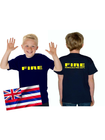 Kinder-T-Shirt marin, Honolulu Fire Dept. (Hawaii), neonjaune
