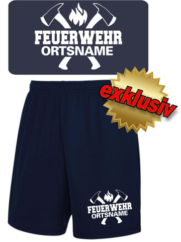 Performace Shorts blu navy FEUERWEHR con assin e nome del luogo